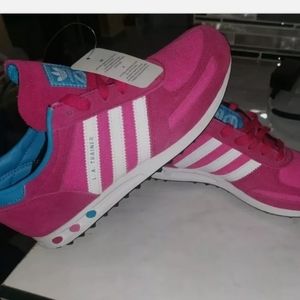 Adidas Shoes LA Trainer Sneakers Shoes Size 4.5 US Women pink blue NWOT